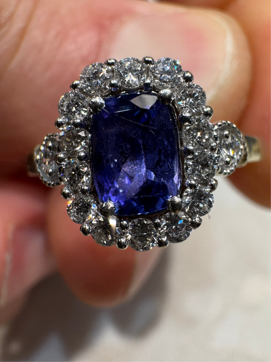 14k Kallati Designer Natural Tanzanite & Diamond Ring Engagement Promise