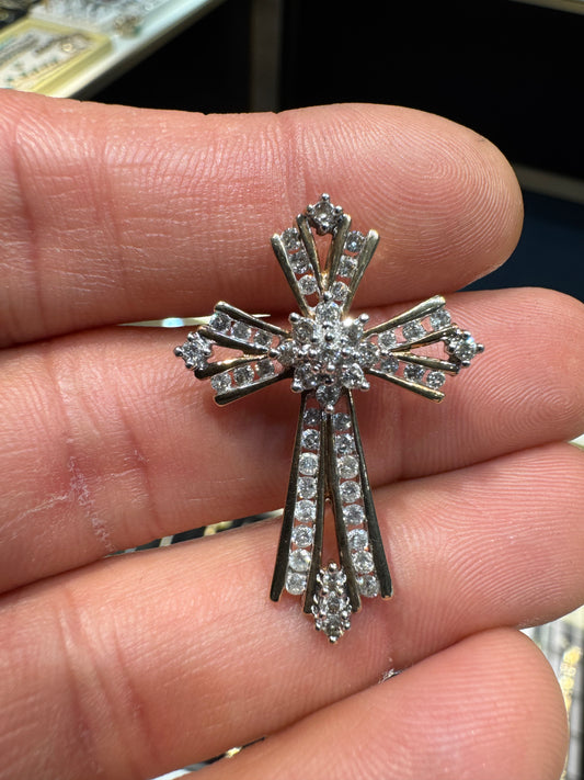 10k Diamond Cross Pendant .70 Carats Nice Charm