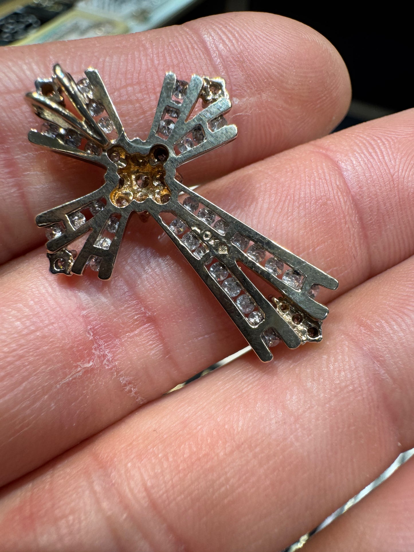 10k Diamond Cross Pendant .70 Carats Nice Charm